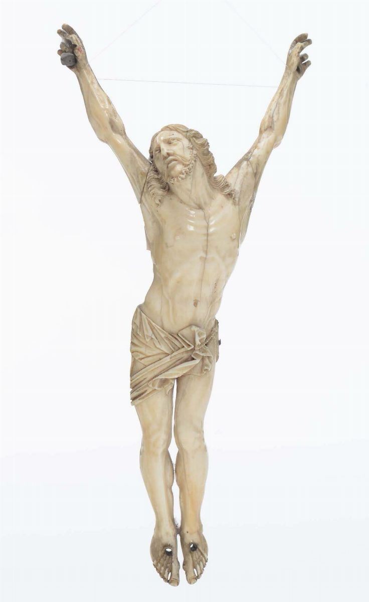 Cristo in avorio scolpito, XVIII secolo  - Asta Asta a Tempo Antiquariato - Cambi Casa d'Aste