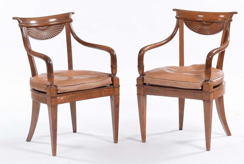 Coppia di poltroncine Direttorio, XIXSecolo  - Asta Antiquariato - Cambi Casa d'Aste