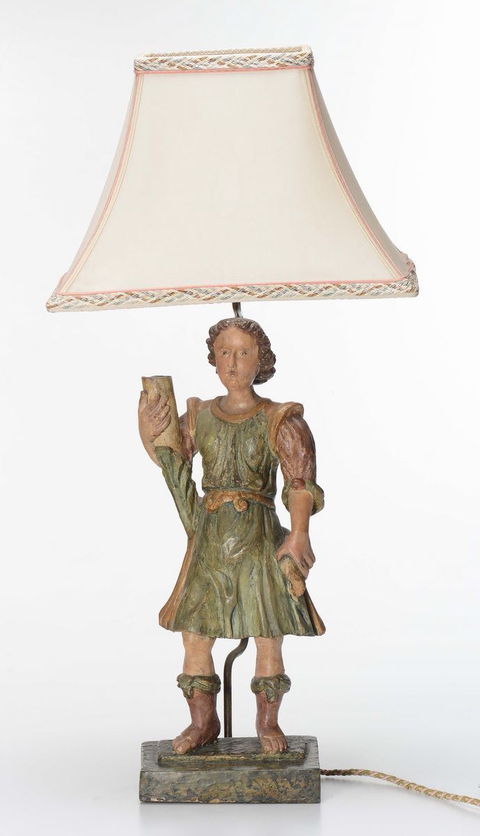 Putto reggi cornucopia in legno intagliato e dorato, XVIII secolo  - Asta Antiquariato - Cambi Casa d'Aste