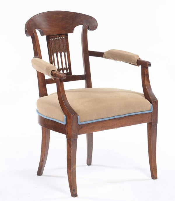 Poltroncina con schienale a stecche, XIX secolo