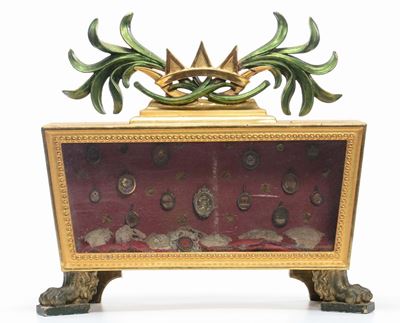 Reliquiario in Legno Laccato e Dorato, XIX Secolo