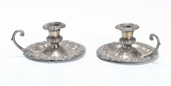 Coppia di bugie in argento, Napoli XIX secolo