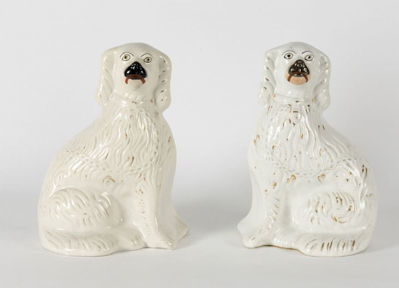 Coppia di cani in porcellana bianca  - Asta Antiquariato - Cambi Casa d'Aste