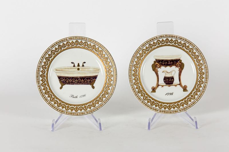 Lotto di due piattini in porcellana di Limoges, XX secolo  - Asta Antiquariato - Cambi Casa d'Aste