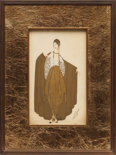 Ertè (1892-1990), Bozzetti di moda, disegni a china acquerellati