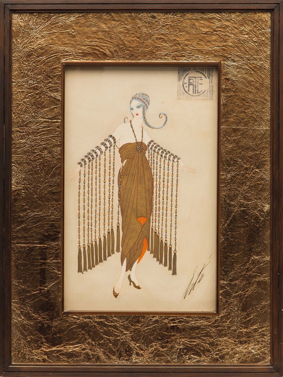 Ertè (1892-1990), Bozzetti di moda, disegni a china acquerellati