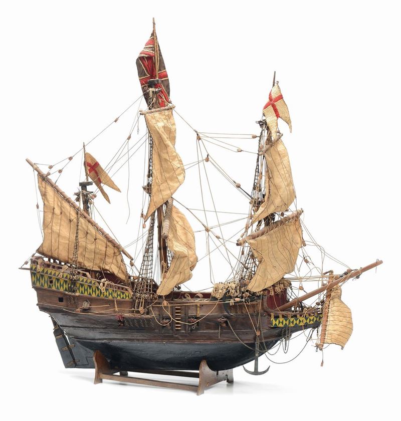 Modello in legno di veliero a tre alberi, XX secolo  - Auction Maritime Art and Scientific Instruments - Cambi Casa d'Aste