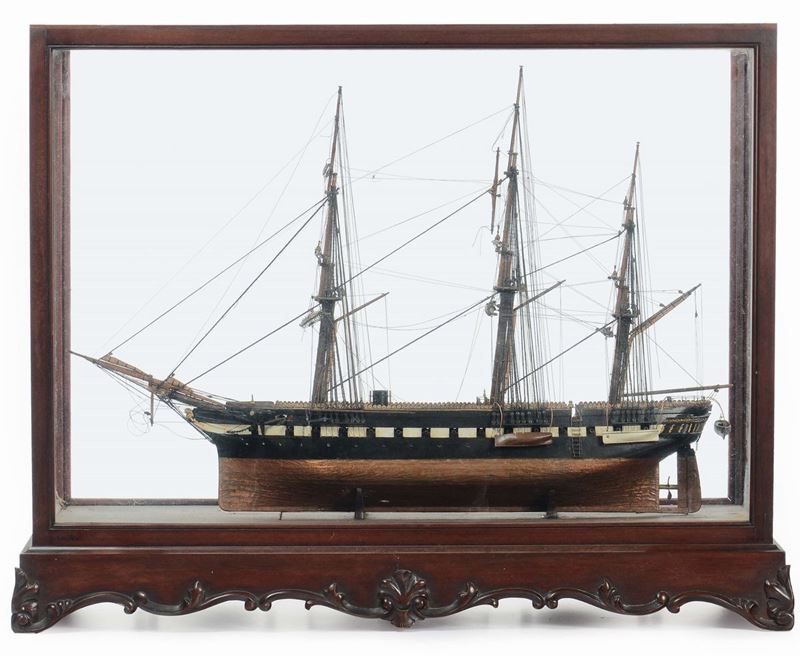 Modello di veliero a tre alberi con scafo in rame  - Auction Maritime Art and Scientific Instruments - Cambi Casa d'Aste