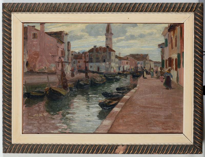 Pieretto Bianco (1875 - 1937) Canale veneziano  - Auction 19th and 20th Century Paintings - Cambi Casa d'Aste