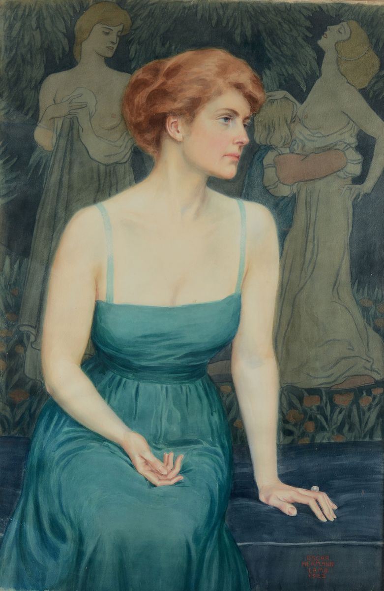 Oscar Hermann-Lamb (1876-1947) Ritratto femminile, 1923  - Asta Dipinti del XIX e XX secolo - Cambi Casa d'Aste