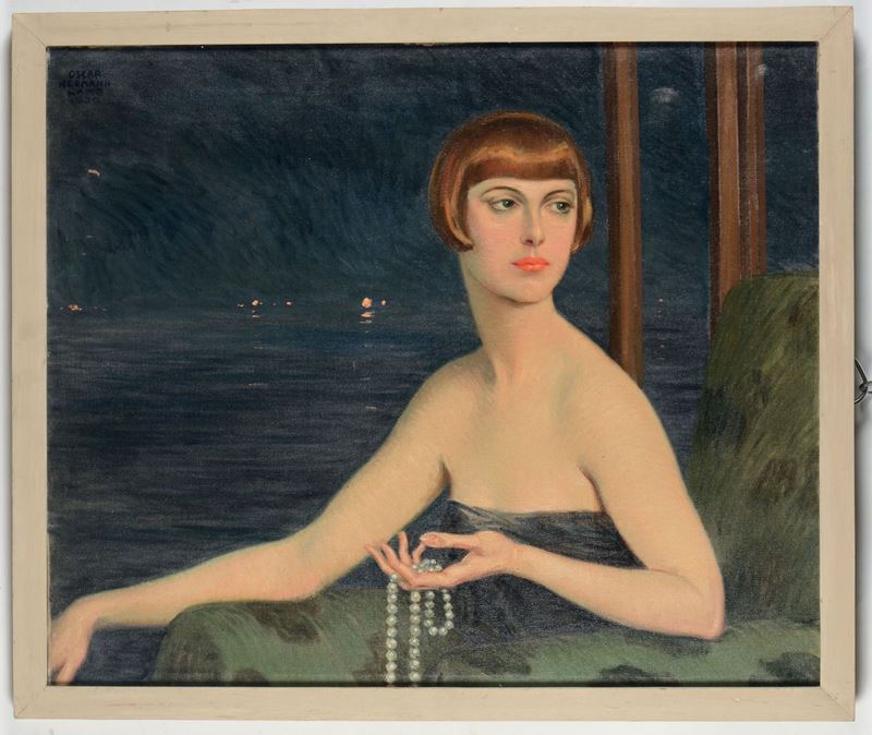 Oscar Hermann-Lamb (1876-1947) Ritratto femminile, 1920  - Asta Dipinti del XIX e XX secolo - Cambi Casa d'Aste