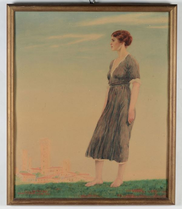 Oscar Hermann-Lamb (1876-1947) Donna in piedi, 1918