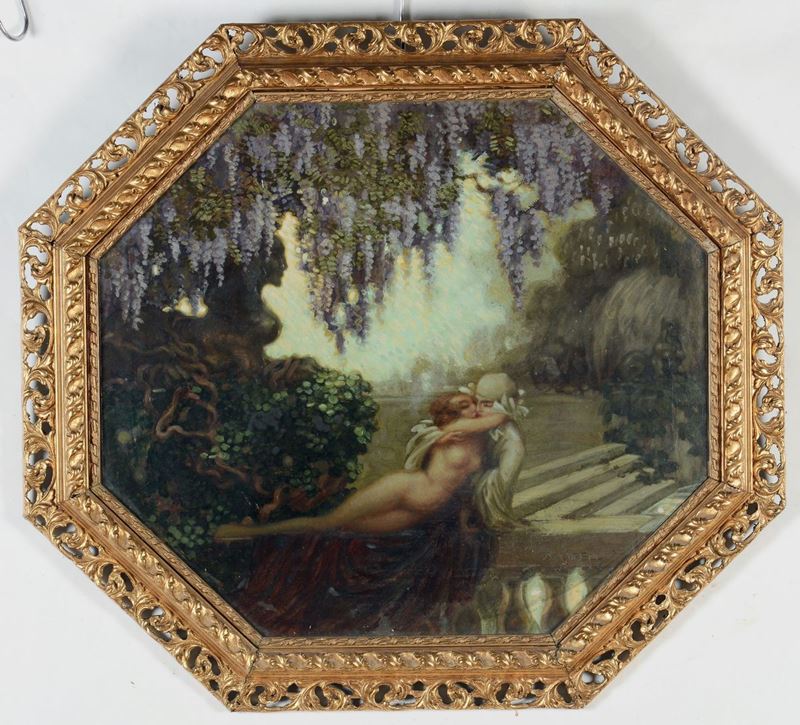 Argio Orell (1884-1942) Bacio in giardino  - Auction 19th and 20th Century Paintings - Cambi Casa d'Aste