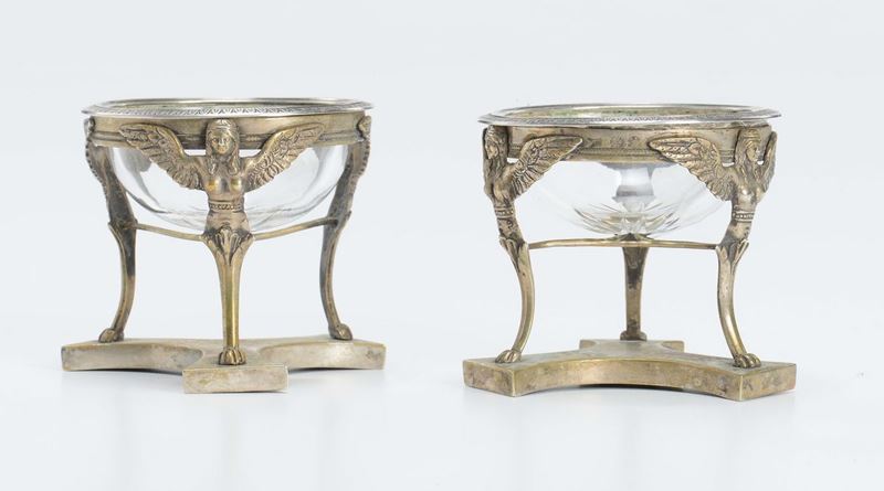 Coppia di salierine in argento, Lombardo-Veneto, metà XIX secolo  - Asta Antiquariato - Cambi Casa d'Aste