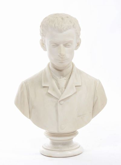 Busto in Marmo Bianco Raffigurante Giovinetto, XIX Secolo