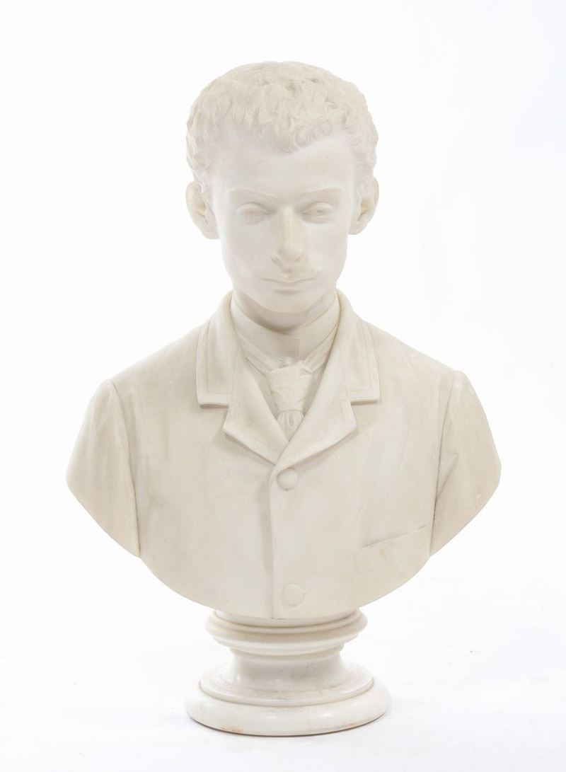 Busto in marmo bianco raffigurante giovinetto, XIX secolo  - Asta Antiquariato - Cambi Casa d'Aste