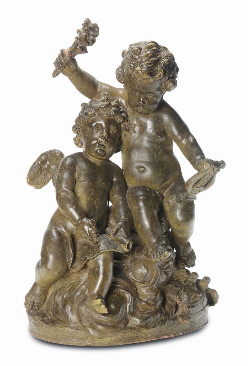 Gruppo in terracotta raffigurante putti, XIX secolo  - Auction Fine Art - Cambi Casa d'Aste