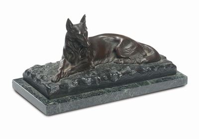 Cane Lupo in Bronzo, Firmato R. Varnier