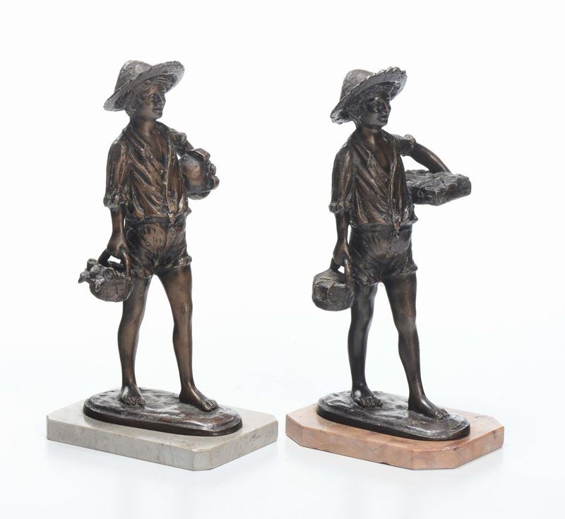 Due fanciulli in bronzo, firmati Di Giacomo  - Auction Fine Art - Cambi Casa d'Aste