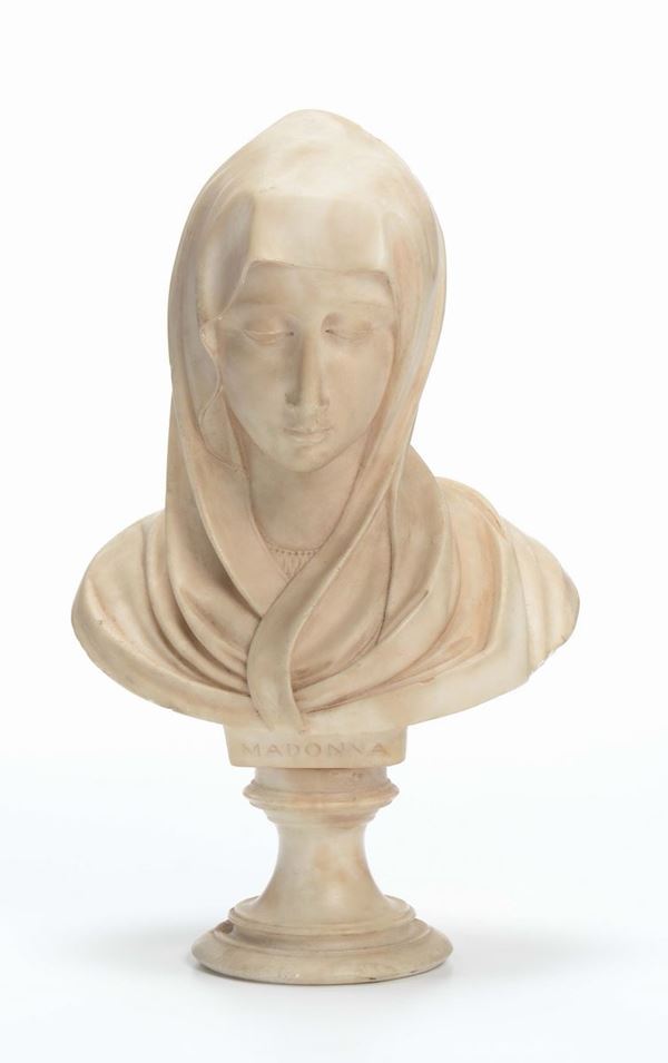 Bustino in marmo raffigurante Madonna, XX secolo