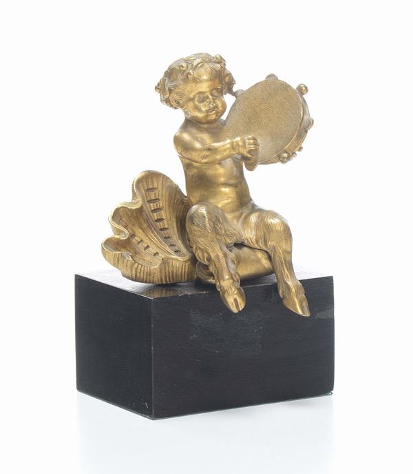 Scultura in bronzo dorato raffigurante satiro, XIX secolo