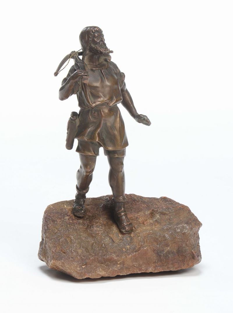 Sculturina in bronzo raffigurante arciere, XIX-XX secolo  - Auction Fine Art - Cambi Casa d'Aste