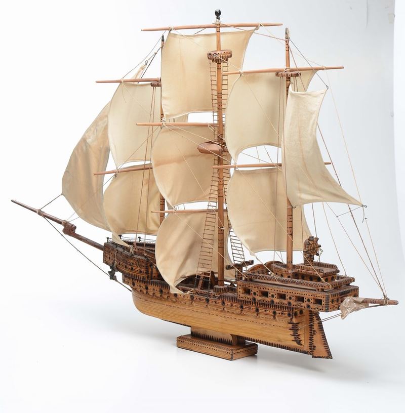 Modello di veliero a tre alberi, XX secolo  - Auction Maritime Art and Scientific Instruments - Cambi Casa d'Aste