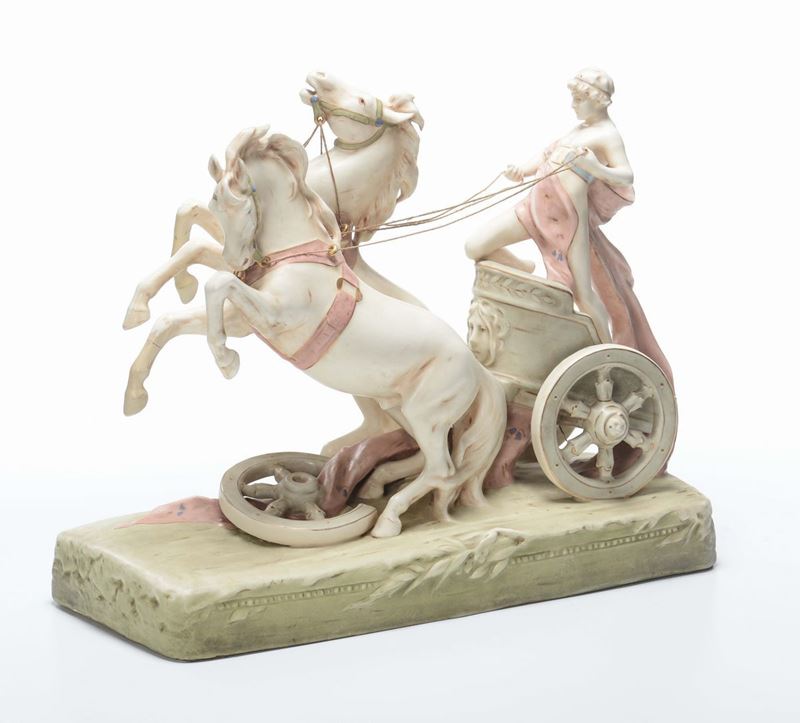 Biga in biscuit dipinta in policromia, XX secolo  - Auction Fine Art - Cambi Casa d'Aste