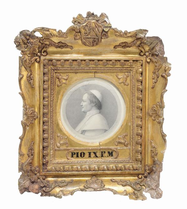 Miniatura a matita raffigurante Papa Pio IX, XIX secolo