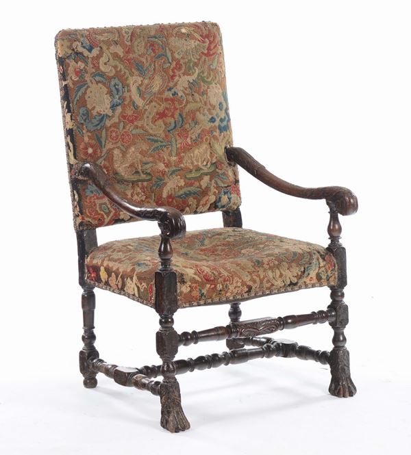 Poltrona in legno intagliato, XVIII secolo