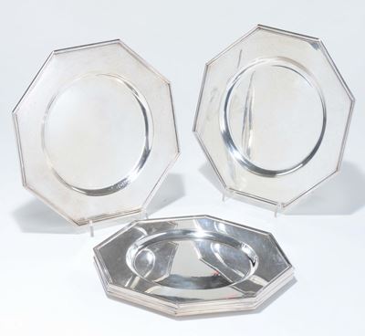Otto Sottopiatti Ottagonali in Argento, XX Secolo