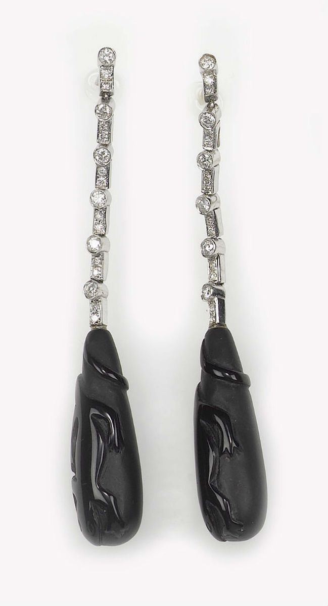 A pair of onix earrings  - Auction Jewels Timed Auction - Cambi Casa d'Aste