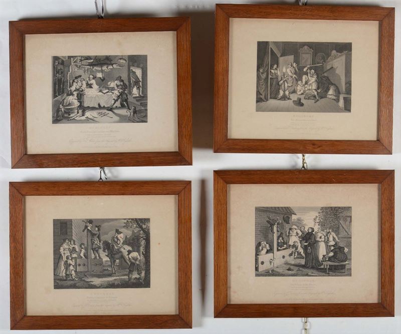 Lotto di quattro stampe con scene teatrali, Inghilterra XIX secolo  - Auction Asta a Tempo Antiquariato - Cambi Casa d'Aste