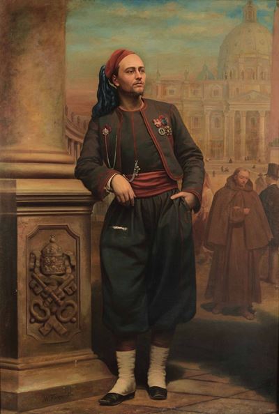 Miquel Fluixench (1820-?)louis De Muller in Uniforme da Zuavo con le Insegne di Guardia Papalina ...