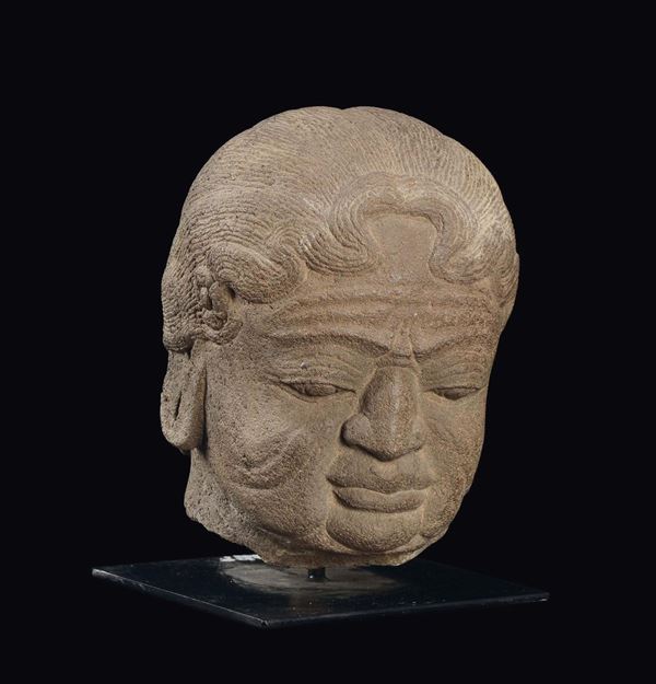 A stone head, China, Ming Dynasty, 16th century