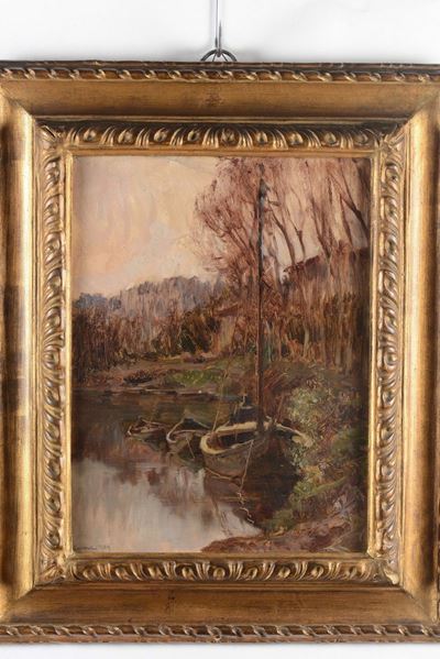 Lidio Ajmone (1884-1945)barche a Riposo
