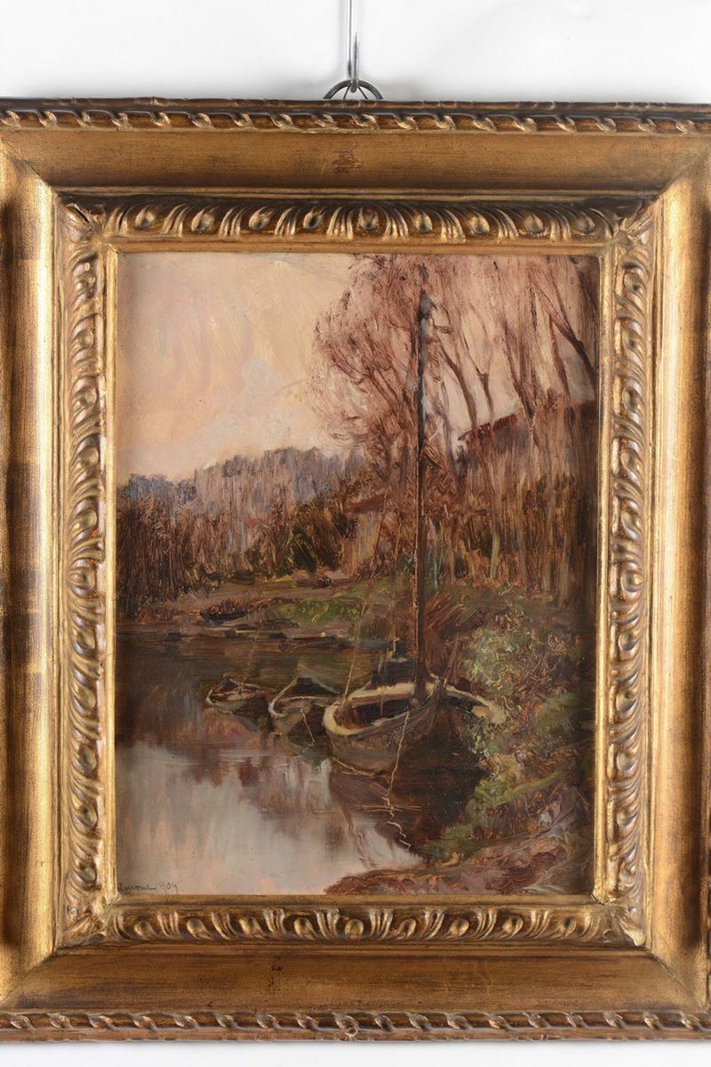 Lidio Ajmone (1884-1945) Barche a riposo  - Auction Fine Art - Cambi Casa d'Aste