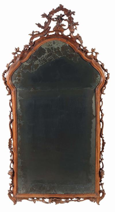 Specchiera in Legno Intagliato, XIX Secolo