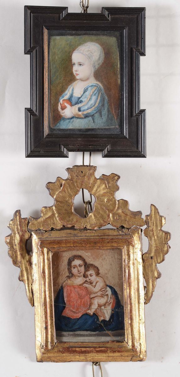 Lotto di due piccoli dipinti in cornice, XIX-XX secolo  - Asta Antiquariato - Cambi Casa d'Aste