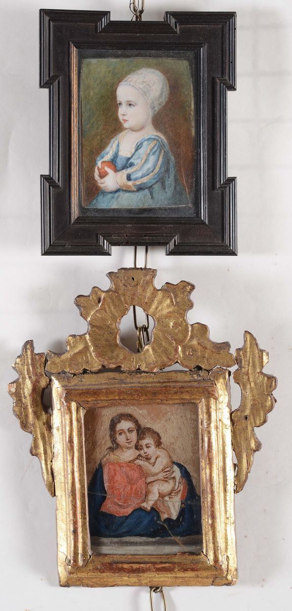 Lotto di due piccoli dipinti in cornice, XIX-XX secolo  - Auction Fine Art - Cambi Casa d'Aste
