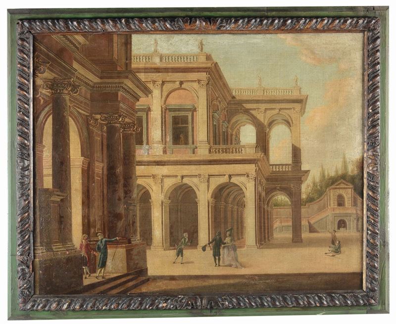 Scuola del XVIII secolo Paesaggio con architetture  - Asta Antiquariato - Cambi Casa d'Aste