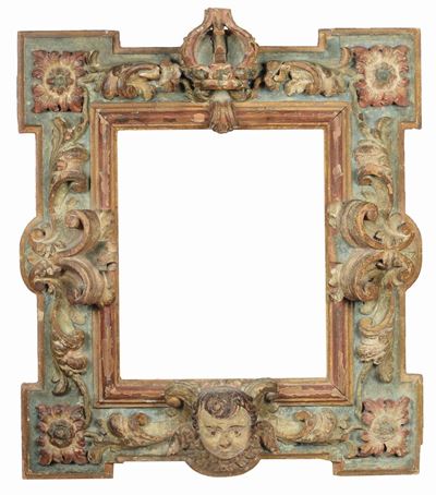Cornice in Legno Intagliato e Laccato, Spagna, XVII Secolo