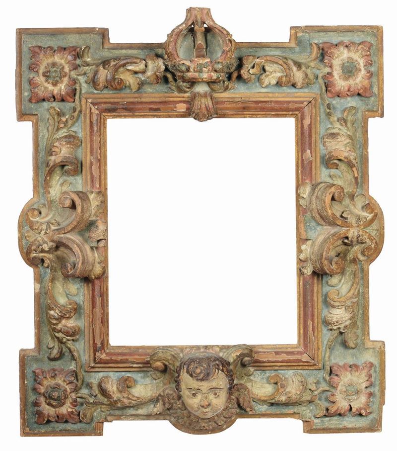 Cornice in legno intagliato e laccato, Spagna, XVII secolo  - Auction Fine Old Frames - Cambi Casa d'Aste