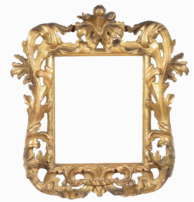 Cornice intagliata ed interamente dorata, Emilia inizi XVIII secolo  - Asta Cornici Antiche - Cambi Casa d'Aste