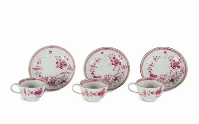 Tre Tazze con Piattini Meissen, 1780 Circa. Periodo Marcolini