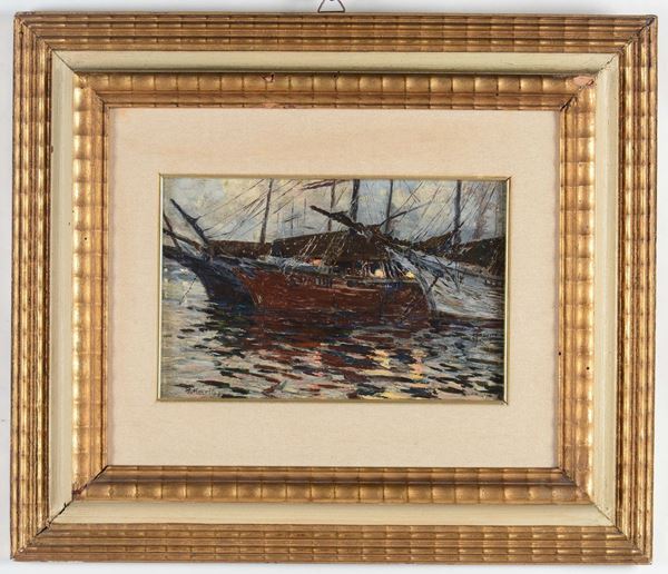 Amedeo Merello (1890-1979) Barche in porto