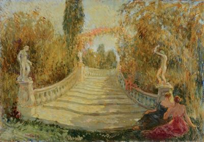 Domingo Motta (1872 - 1962)scalinata in Giardino, 1939