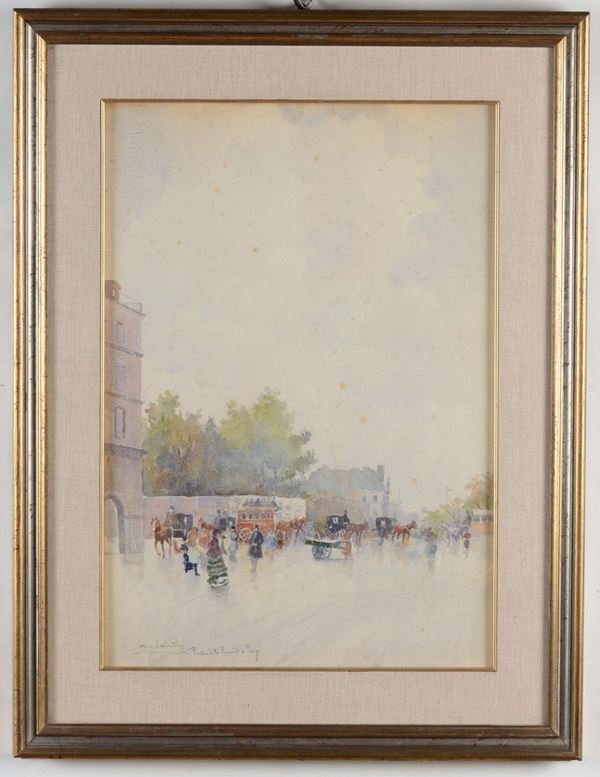 Gino Scalatelli (1870-1920) Piazza delle Piramidi a Parigi