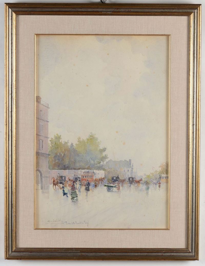 Gino Scalatelli (1870-1920) Piazza delle Piramidi a Parigi  - Asta Antiquariato - Cambi Casa d'Aste