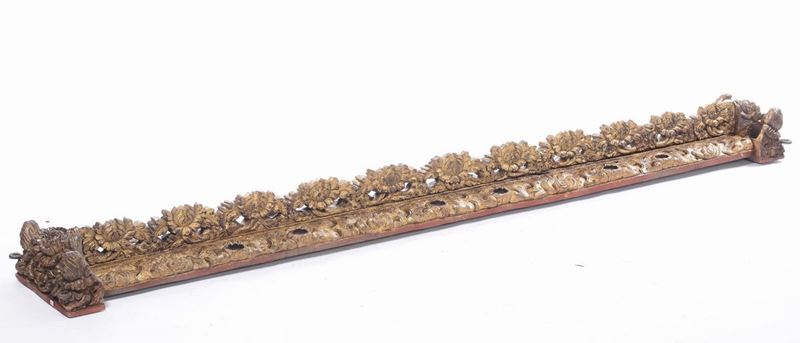 Grande fregio in mogano intagliato e dorato, XIX-XX secolo  - Asta Antiquariato - Cambi Casa d'Aste